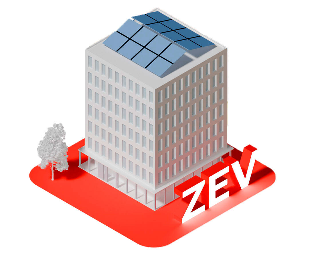 Ein Netzanschlusspunkt, ein System: Mehrere Parteien nutzen den lokal produzierten Strom gemeinsam innerhalb eines Gebäudes. | © NeoVac