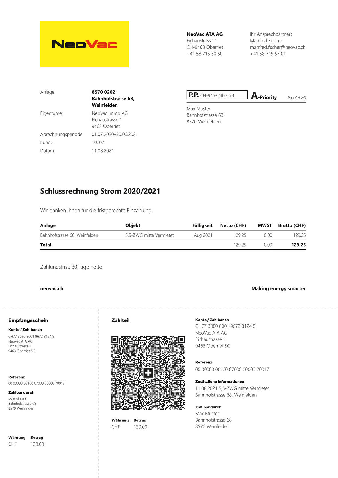 NeoVac Schlussrechnung | © NeoVac